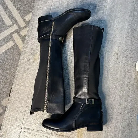 Michael Kors Womens Riding Boots Knee High Leather Black Size 6.5 Side Zip - Picture 8 of 10
